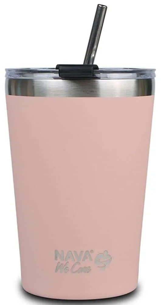 Ποτήρι - Θερμός Με Καλαμάκι We Care 10-262-110 9,5x9x13,5cm 450ml Pink Nava