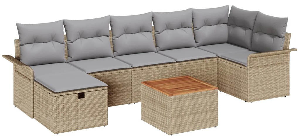 vidaXL Σετ Καναπέ Κήπου 8 pcs Μπεζ 297.5 x 132.5 x 69 εκ
