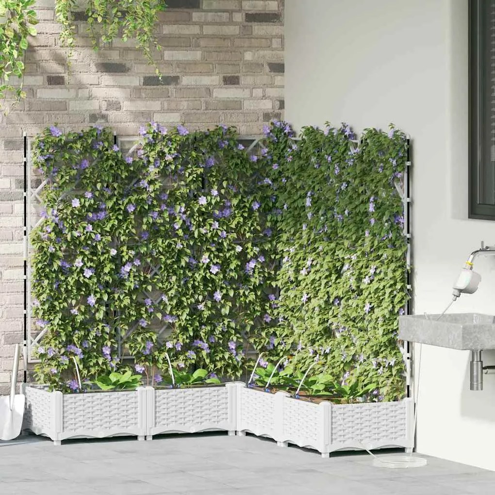 vidaXL Ζαρντινιέρες κήπου Λευκό 120 x 120 x 126 cm Ατσάλι