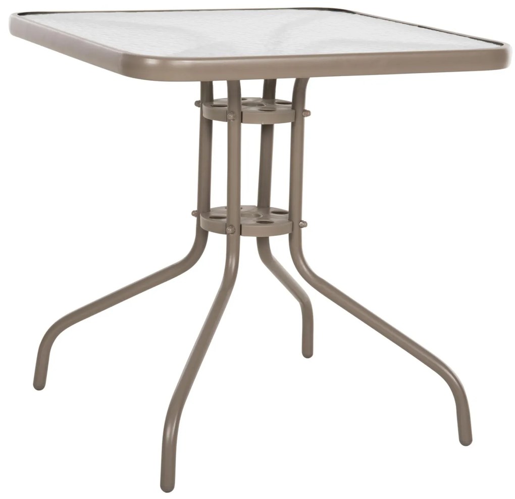 Τραπέζι FIGO Μεταλλικό Σαμπανί με Γυάλινη επιφάνεια 80x80x71Υεκ. 80x80x71 εκ.