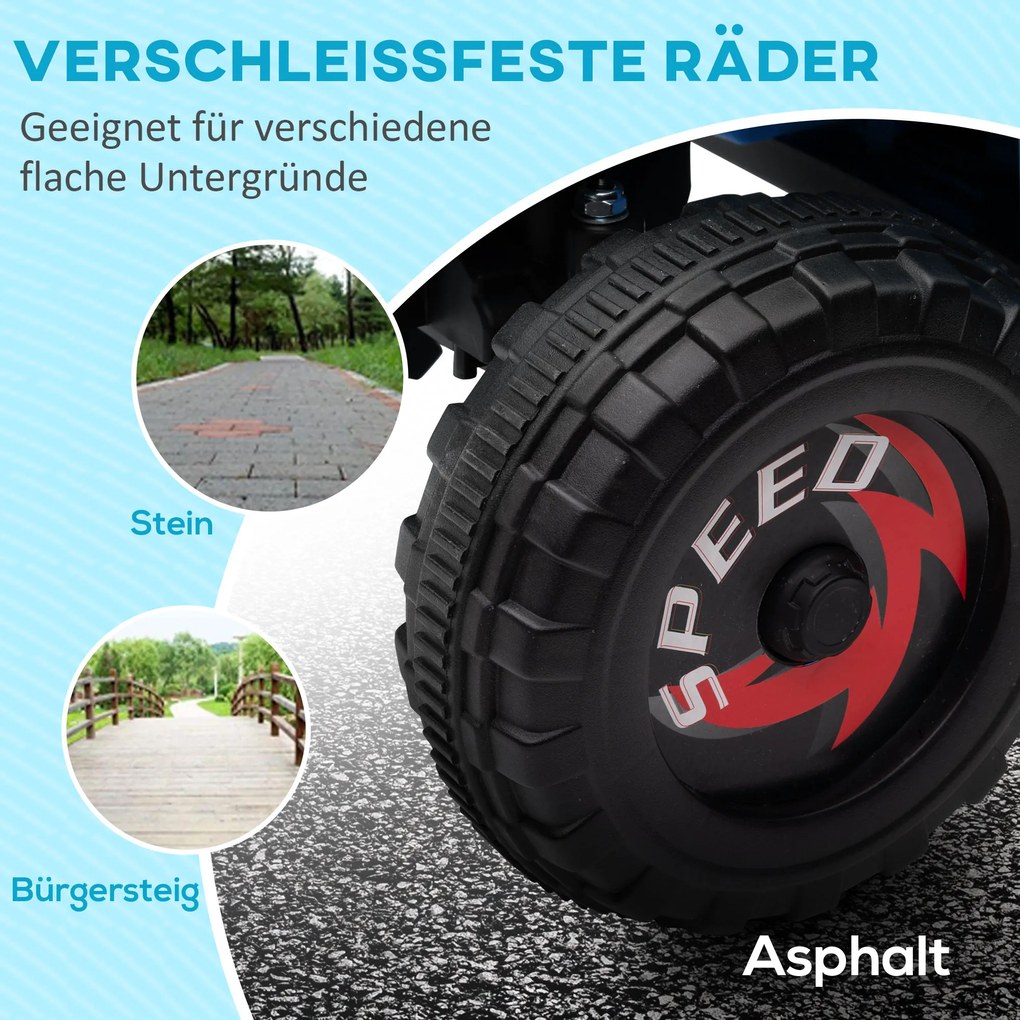 HOMCOM Παιδικό Τετράτροχο, Επαναφορτιζόμενο, 2,5 km/h, με Ρυμουλκούμενο, 50 λεπτά χρόνος οδήγησης, για παιδιά 1,5 έως 3 ετών, Μπλε