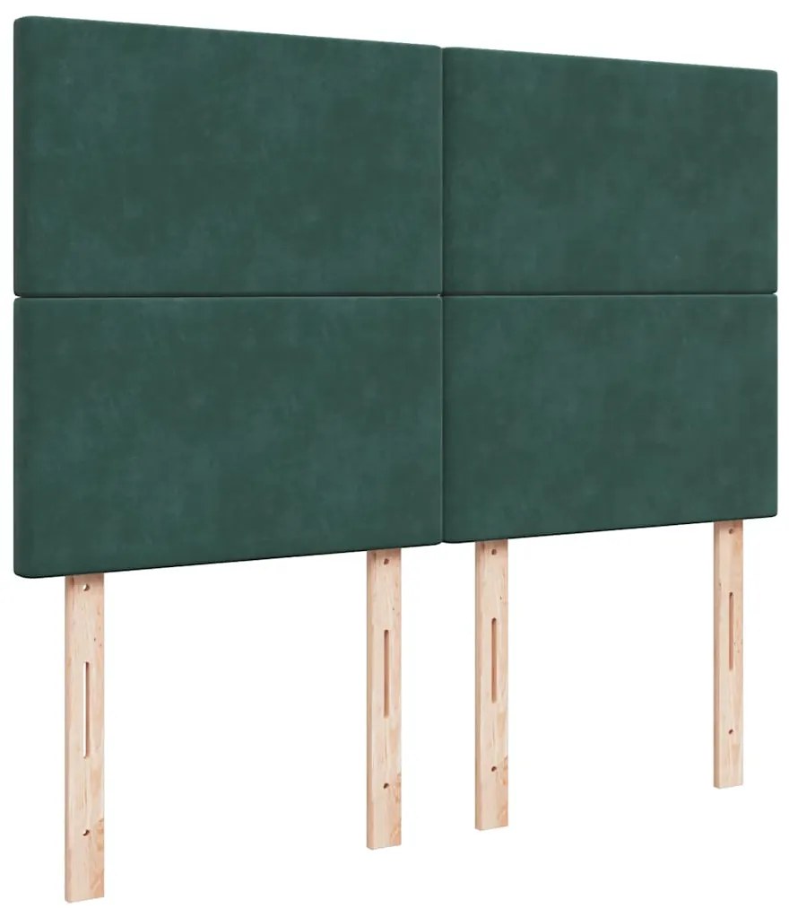 vidaXL Κρεβάτι Boxspring με Στρώμα Σκούρο Πράσινο 160x200εκ. Βελούδινο