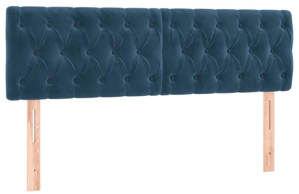 Κρεβάτι Boxspring με Στρώμα &amp; LED Σκ. Μπλε 140x190εκ. Βελούδινο - Μπλε