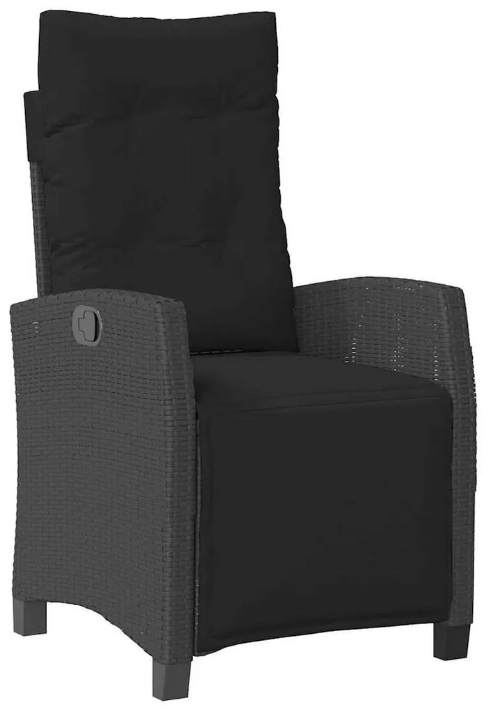 vidaXL Σέτ φαγητού για κήπο με μαξιλάρι 3 pcs Μαύρο συνθετικό ρατάν