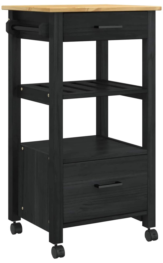vidaXL Καρότσι Κουζίνας Μονόχρωμο Μαύρο 48 x 40 x 88,5 εκ.