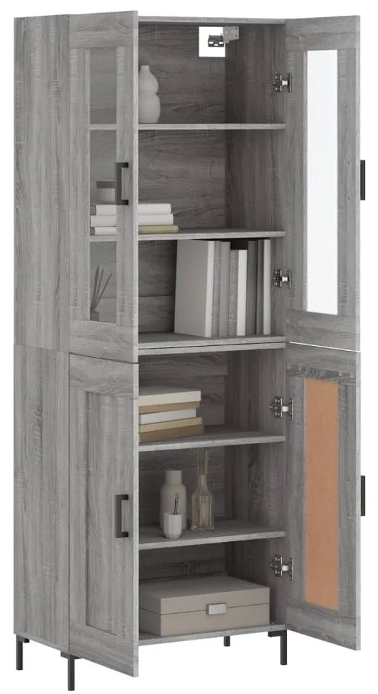 vidaXL Ντουλάπι Γκρι Sonoma 69,5 x 34 x 180 εκ. Επεξεργασμένο Ξύλο