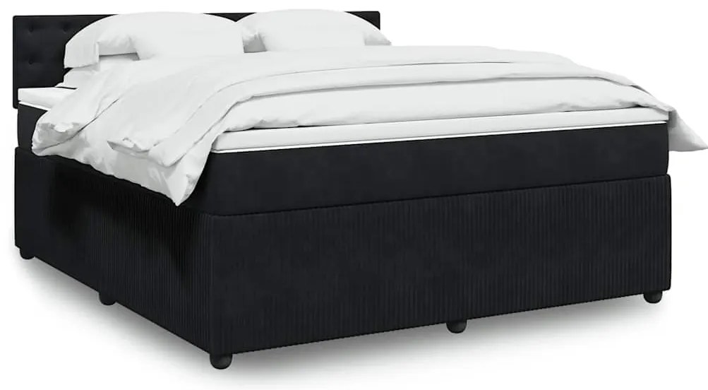 vidaXL Κρεβάτι Boxspring με Στρώμα Μαύρο 180x200 εκ. Βελούδινο