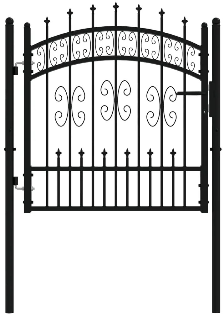 vidaXL Πόρτα Περίφραξης με Κορυφή Δόρυ Μαύρη 103x100 εκ. από Ατσάλι με Ηλεκτροστατική Βαφή