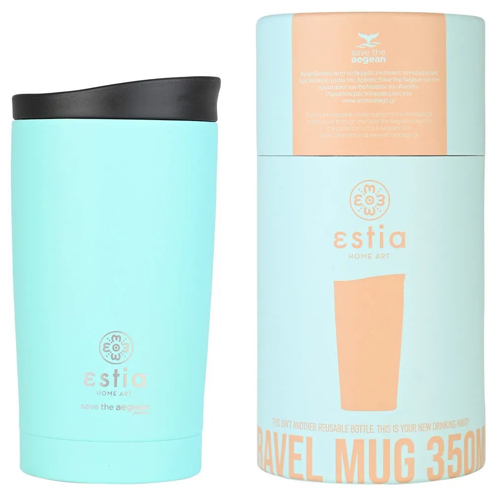 ESTIA ΘΕΡΜΟΣ TRAVEL MUG SAVE THE AEGEAN 350ml BERMUDA GREEN