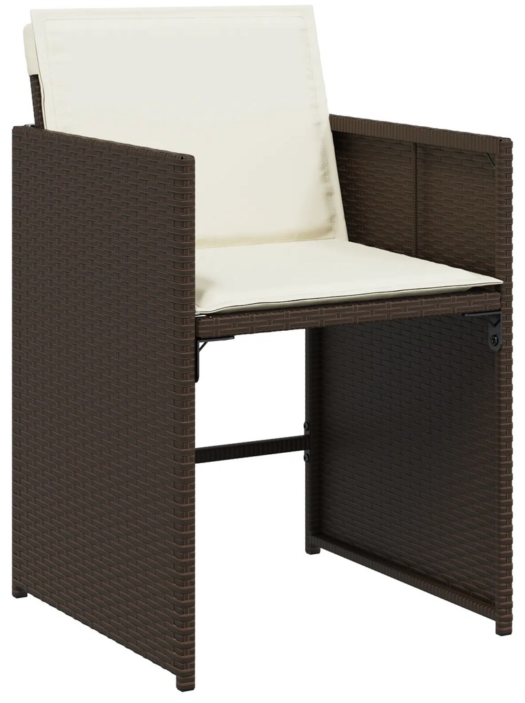 vidaXL Σετ κήπου 5 κομματιών  με μαξιλάρια Καφέ Poly Rattan