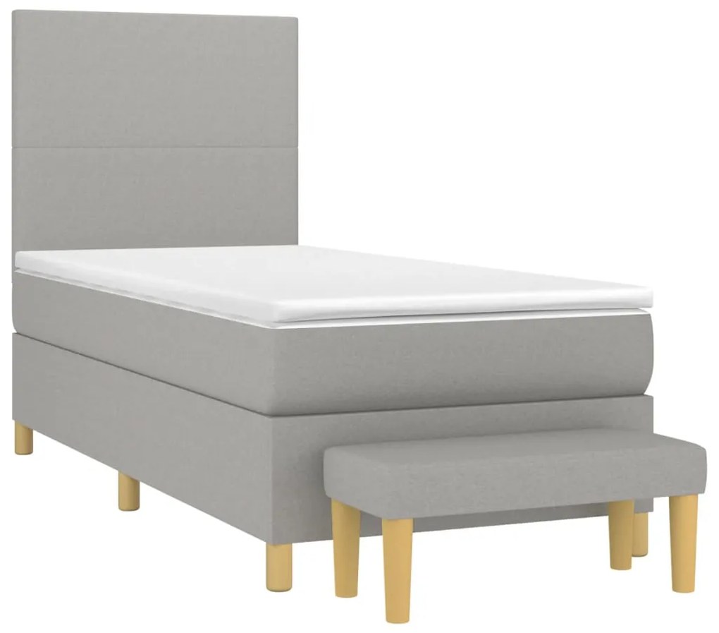 vidaXL Κρεβάτι Boxspring με Στρώμα Ανοιχτό Γκρι 100x200 εκ. Υφασμάτινο