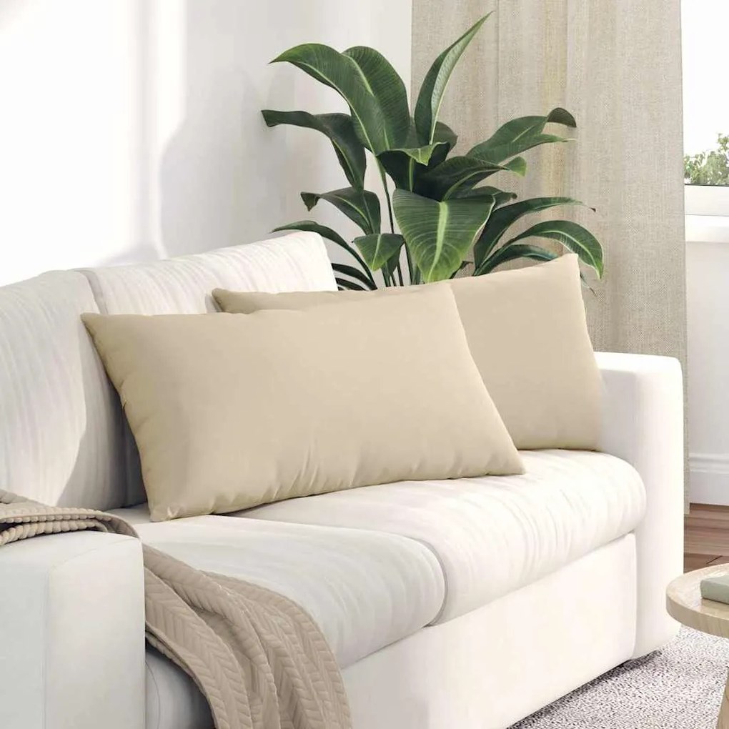 Μαξιλάρι Καναπέ 2 pcs Κρεμ 80 x 40 cm ύφασμα