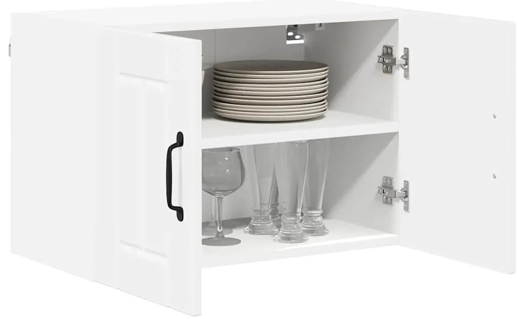 vidaXL Κρεμαστό ντουλάπι κουζίνας με ράφι Υψηλής γυαλάδας λευκό