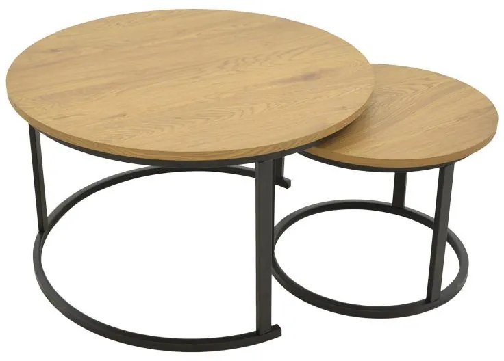 Τραπεζάκι Σαλονιού Revelon σετ 2 τεμ MDF σε Oak χρώμα 80x80x45εκ. 80x80x45 εκ.