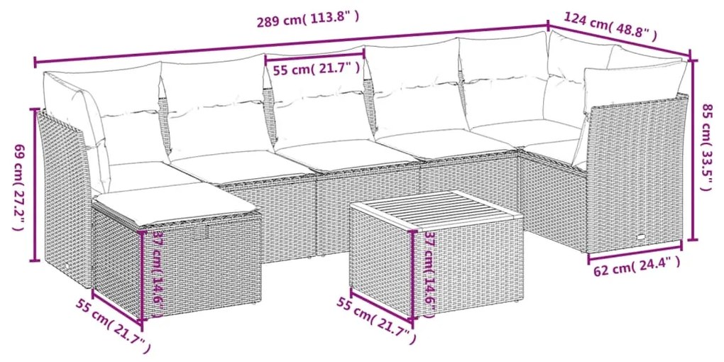 ΣΑΛΟΝΙ ΚΗΠΟΥ 8 ΤΕΜΑΧΙΩΝ ΜΑΥΡΟ ΑΠΟ ΣΥΝΘΕΤΙΚΟ ΡΑΤΑΝ ΜΕ ΜΑΞΙΛΑΡΙΑ 3264730