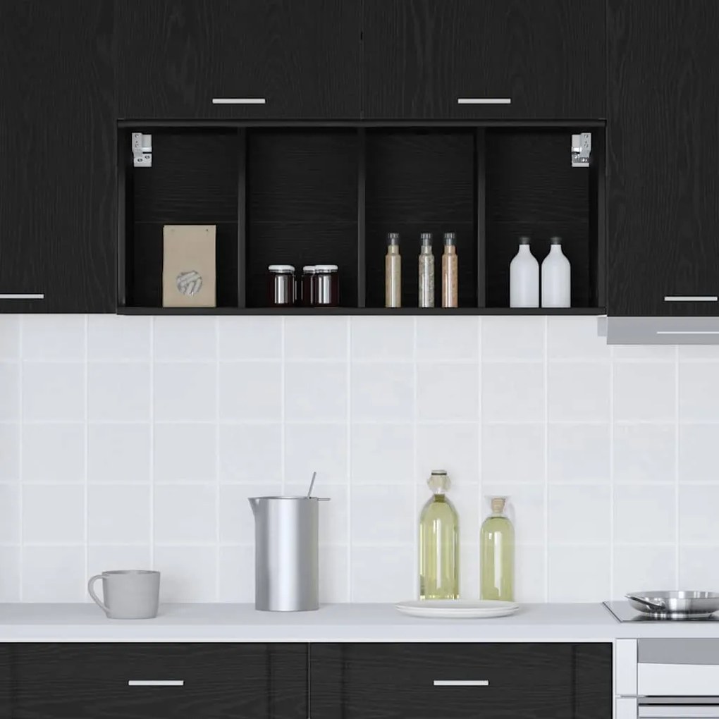 vidaXL Κρεμαστό ντουλάπι με αποθήκευση Μαύρη Οξυά 40 x 29,5 x 100 εκ.