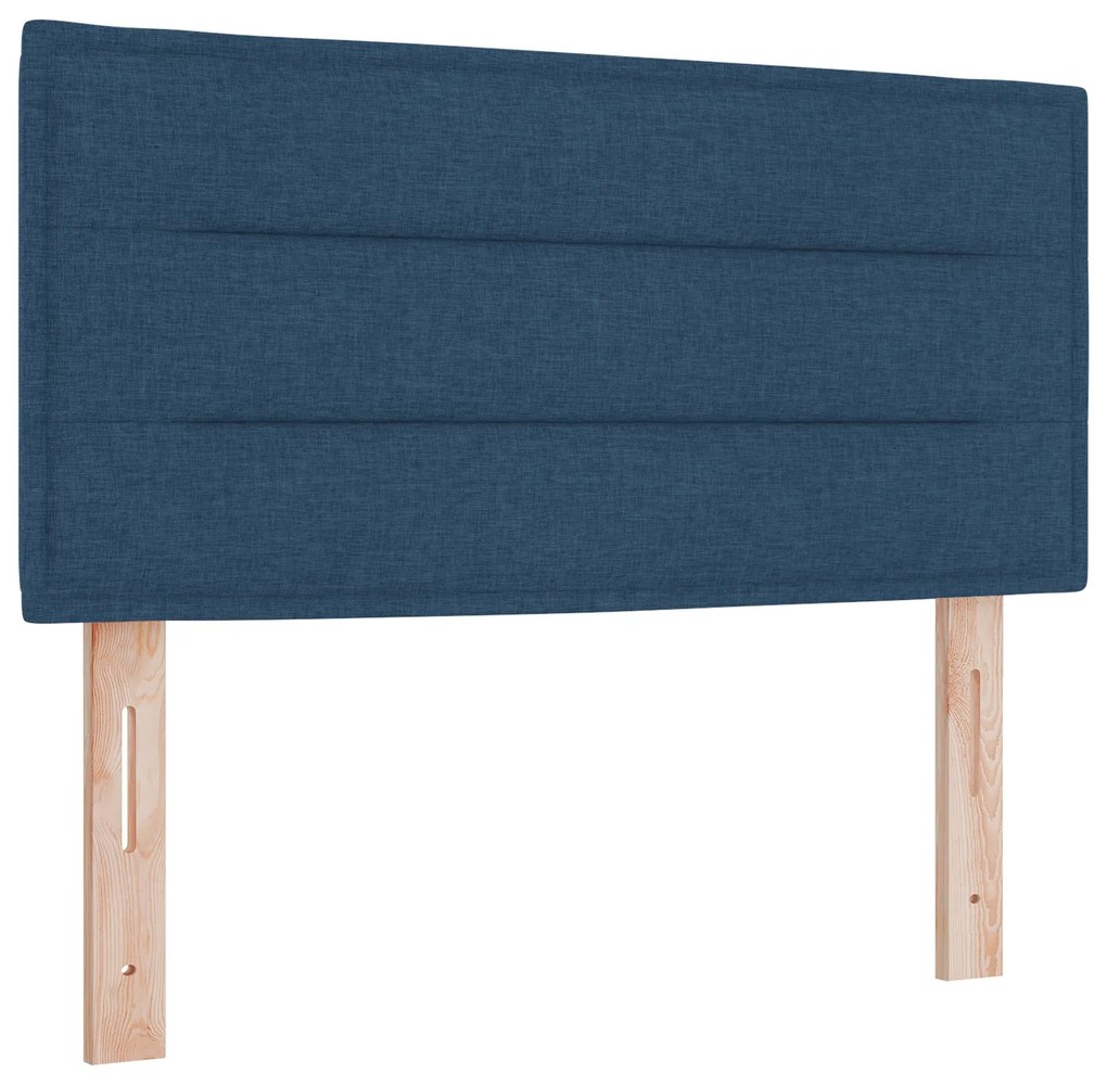 vidaXL Κρεβάτι με Στρώμα Box Spring σε Μπλε, 90 x 200cm Υφάσματα
