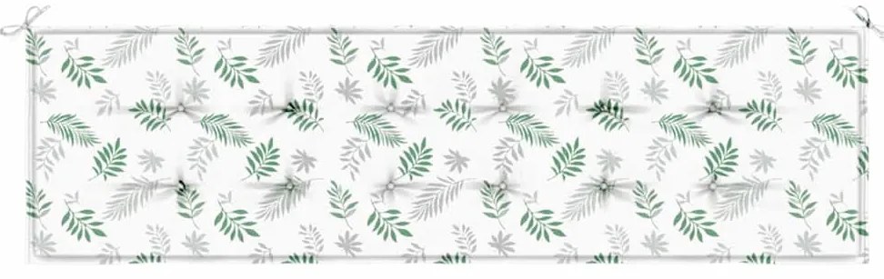 vidaXL Μαξιλάρι Παγκάκι Κήπου Floral Λευκό και πράσινο 180 x 50 x 4 cm
