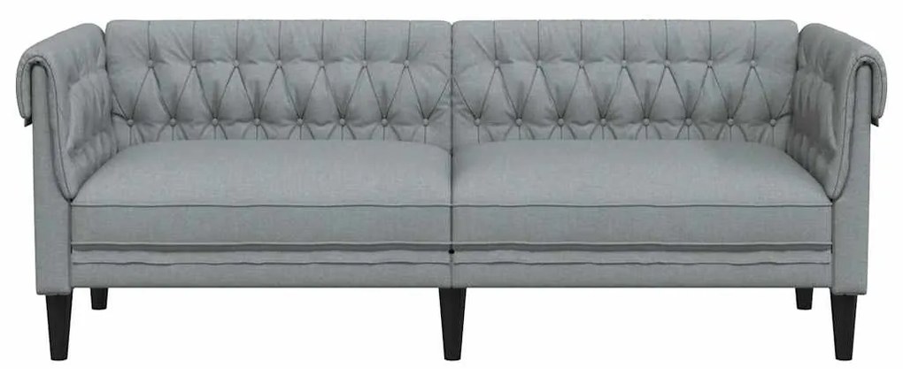 vidaXL Καναπές Τριθέσιος Chesterfield Ανοιχτό Γκρι Υφασμάτινος