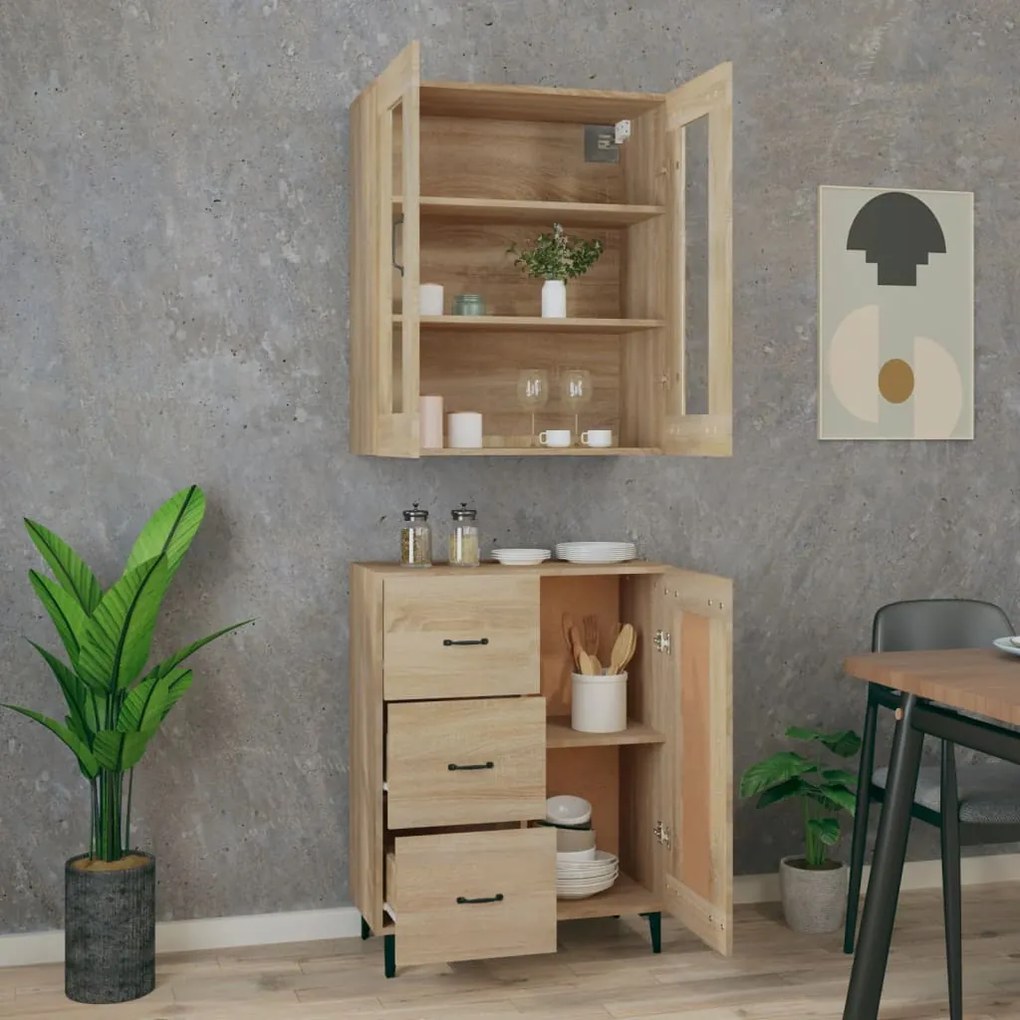 vidaXL Ντουλάπι Sonoma δρυς 69,5 x 34 x 180 εκ. από Επεξεργασμένο Ξύλο