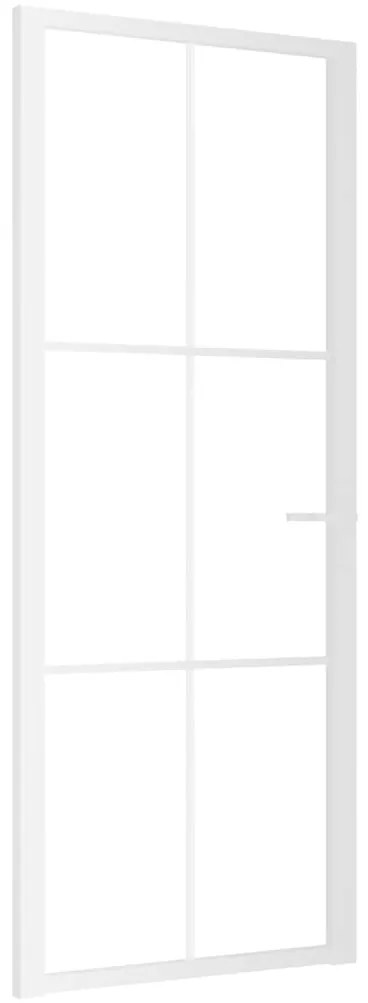 vidaXL Εσωτερική Πόρτα 83x201,5 εκ. Λευκό ESG Γυαλί και Αλουμίνιο