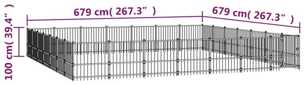 vidaXL Κλουβί Σκύλου Εξωτερικού Χώρου 46,1 μ² από Ατσάλι