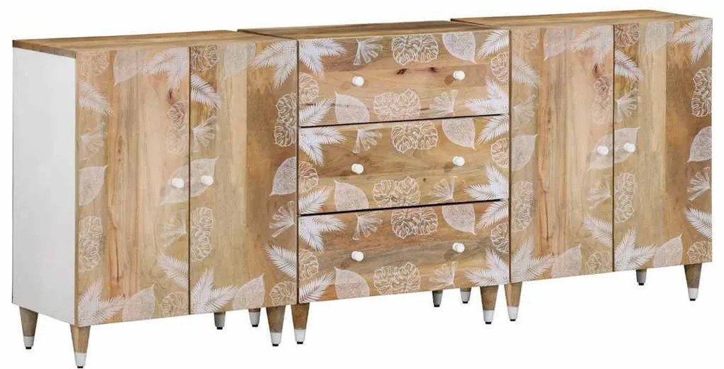 SIDEBOARDS 3 ΤΕΜΑΧΙΑ 60X33,5X75 CM ΜΑΣΙΦ ΞΥΛΟ MANGO 3310134