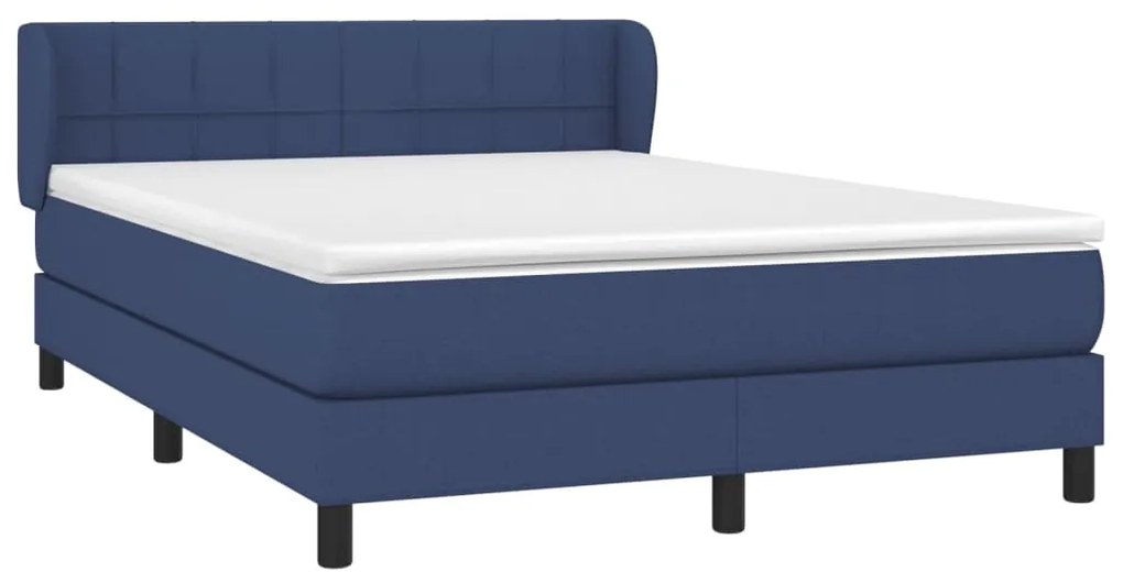 vidaXL Κρεβάτι Boxspring με Στρώμα Μπλε 140x200 εκ. Υφασμάτινο