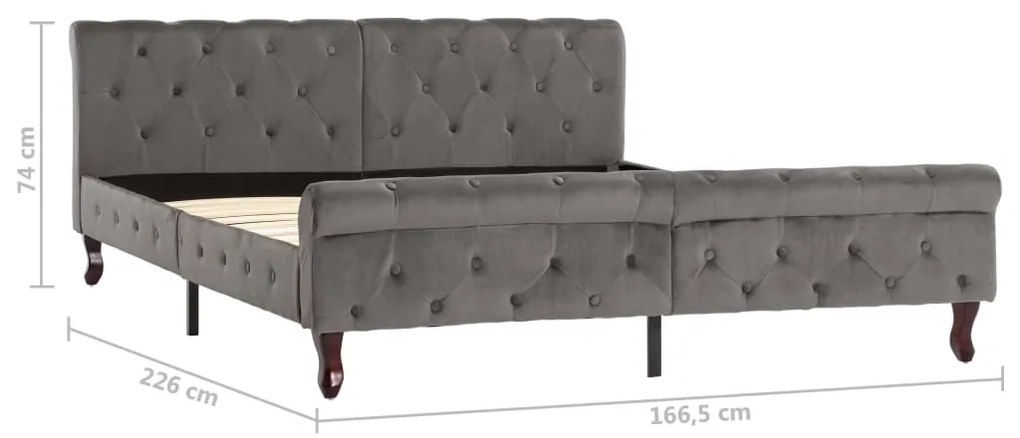 vidaXL Πλαίσιο Κρεβατιού Γκρι 160 x 200 εκ. Βελούδινο