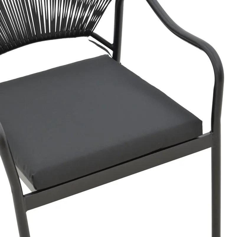 Καρέκλα - Πολυθρόνα Jerqui wicker rattan μαύρο-μεταλλικό μαύρο πόδι-μαύρο μαξιλάρι 60x64x78 εκ. 60x64x78 εκ.