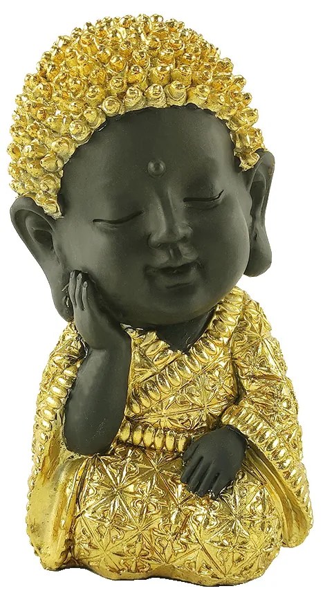 BABY BUDDHA 2 DECO ΒΟΥΔΑΣ POLYRESIN ΧΡΥΣΟ ΜΑΥΡΟ 11,7x10,2xH16,7cm - 022123 - 022123