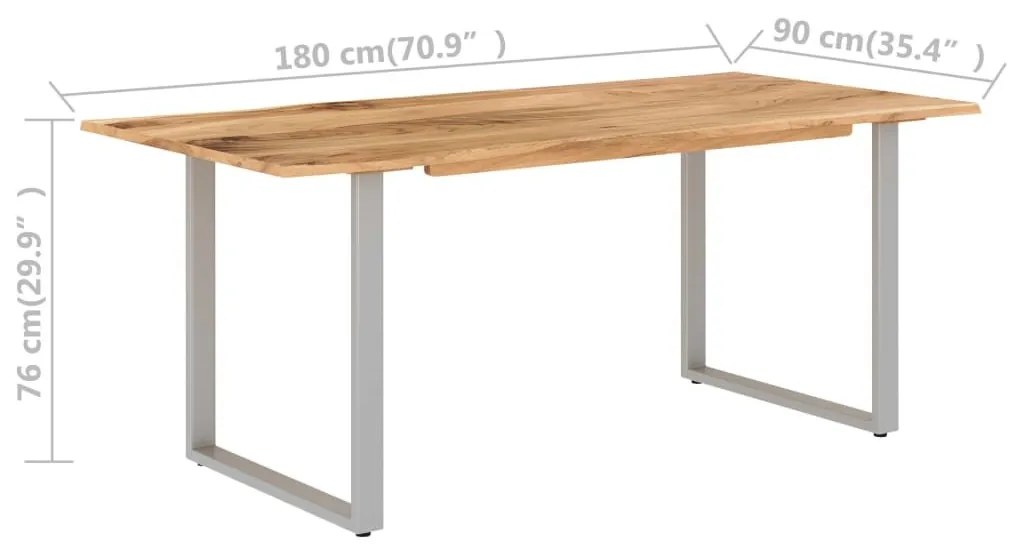 Τραπεζαρία 180 x 90 x 76 εκ. από Μασίφ Ξύλο Ακακίας - Καφέ