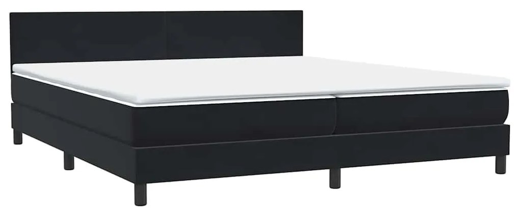 vidaXL Κρεβάτι Boxspring με Στρώμα Μαύρο 200x210 εκ. Βελούδινο