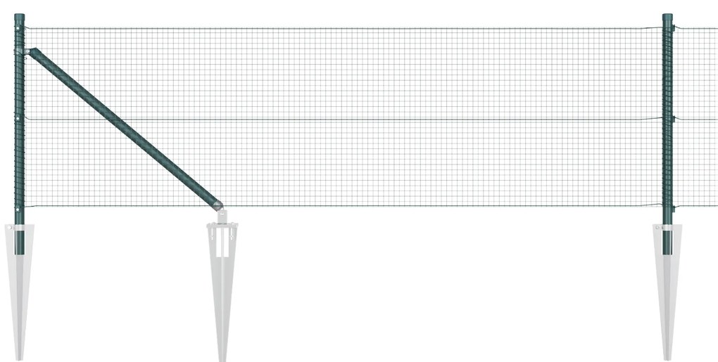 vidaXL Φράχτης Welded Wire με 13 Στηρίγματα Αιχμών Πράσινος 0.6x50 μ Μέταλλο