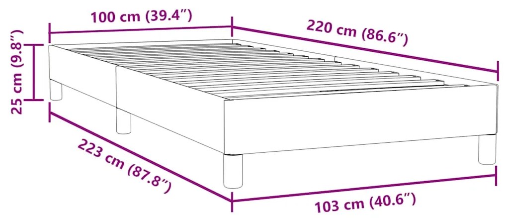 BOX SPRING ΚΡΕΒΑΤΙ ΧΩΡΙΣ ΣΤΡΩΜΑ ΡΟΖ 100X220 CM ΒΕΛΟΥΔΙΝΟ 3315866