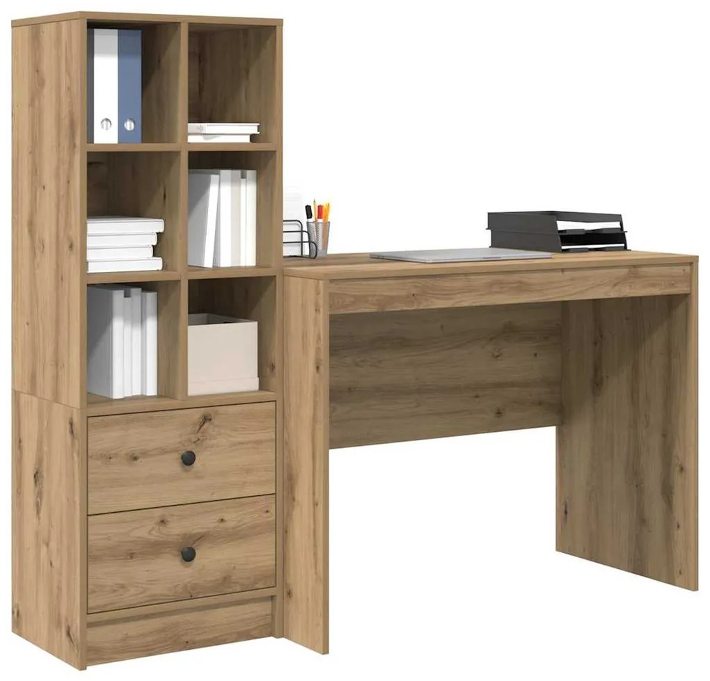 vidaXL Γραφείο με αποθηκευτικό χώρο με συρτάρι 2 pcs artisan δρυς