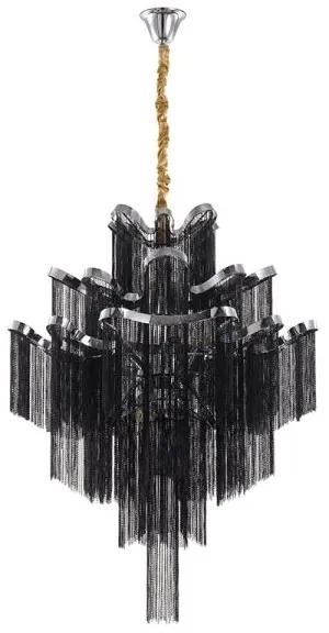 Artekko Chain Πολυέλαιος 12φωτος με Αλυσίδες Μαύρος/Ασημί (80x80x100)cm