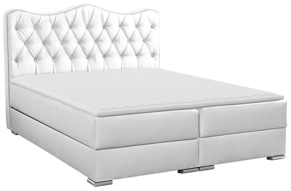 Κρεβάτι continental Baltimore 140, Continental, Διπλό, Άσπρο, 180x200, Οικολογικό δέρμα, Τάβλες για Κρεβάτι, 180x212x125cm, 188 kg, Στρώμα: Ναι