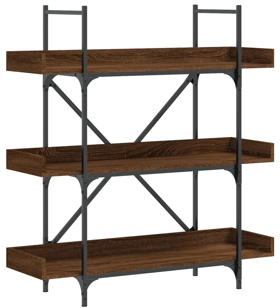 vidaXL Βιβλιοθήκη 3 Επιπέδων Καφέ Δρυς 100x33x108,5 εκ. Επεξεργ. Ξύλο