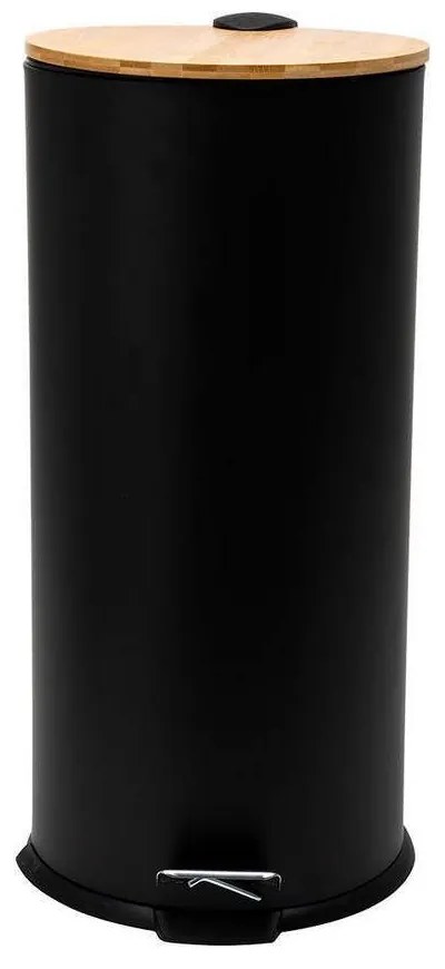 Κάδος Απορριμμάτων Soft Close Bamboo Essentials 30Lt 01-12878 Φ29x65,6cm Natural-Black Estia Metal,Bamboo