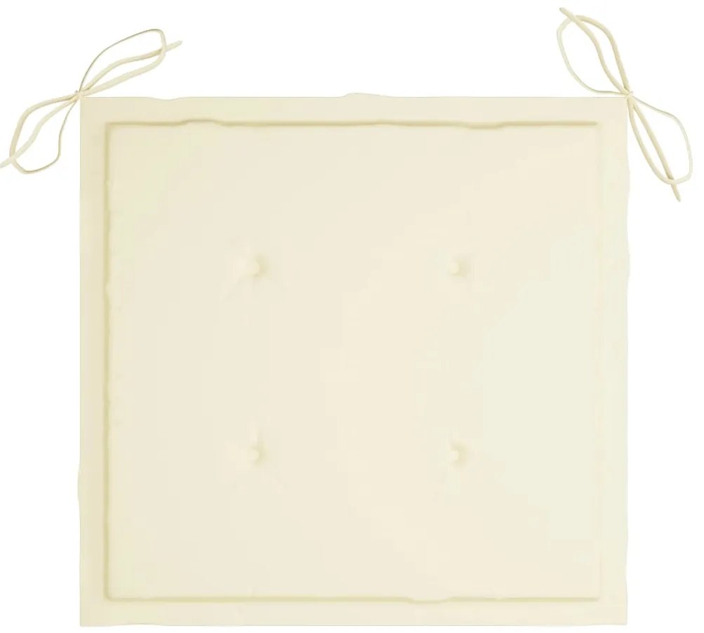 vidaXL Πολυθρόνα Κουνιστή από Μασίφ Ξύλο Teak με Κρεμ Μαξιλάρι