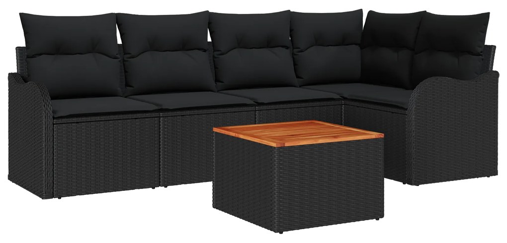 vidaXL Σετ καναπέ κήπου 6 pcs Μαύρο Μεγάλο