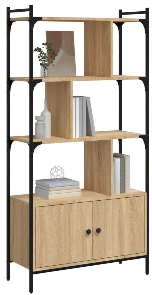 vidaXL Βιβλιοθήκη με Πόρτες Sonoma Δρυς 76,5x30x154,5 εκ. Επεξ. Ξύλο