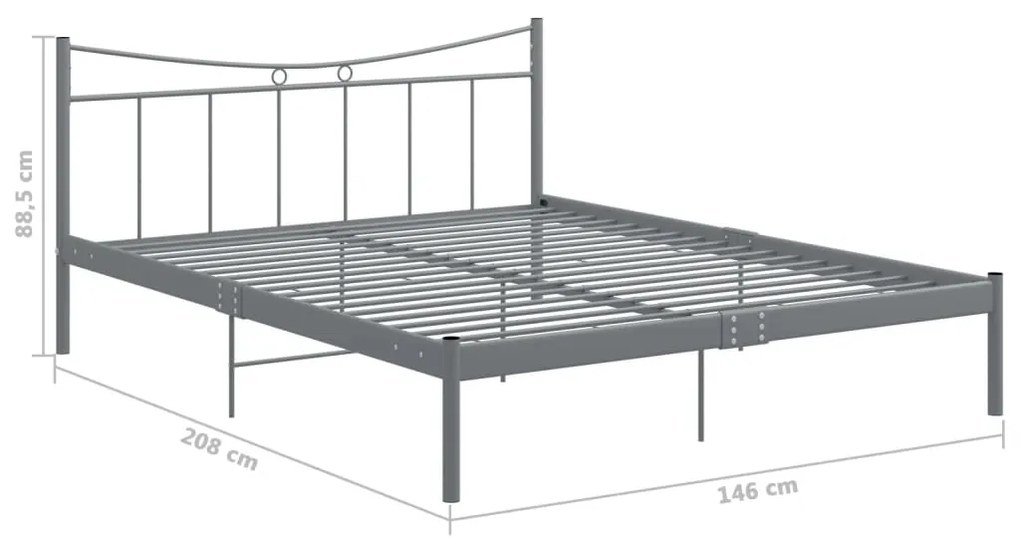 vidaXL Πλαίσιο Κρεβατιού Γκρι 140 x 200 εκ. Μέταλλο