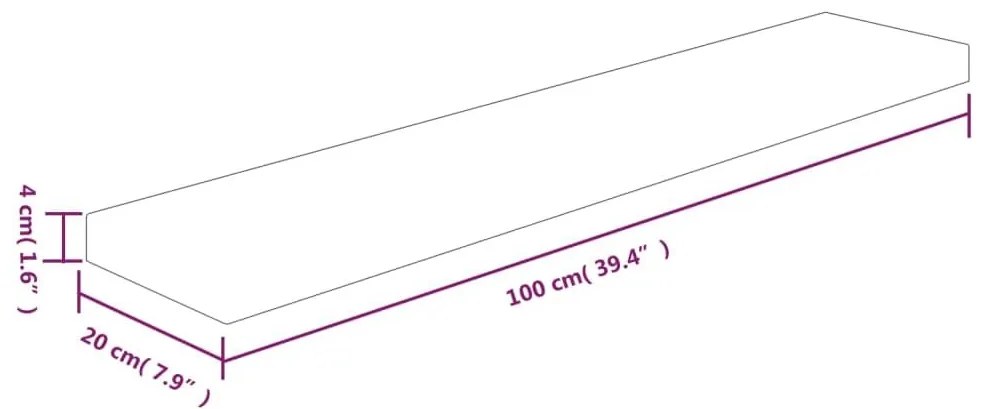 Ράφι 100x20x4 εκ. από Ακατέργαστο Μασίφ Ξύλο Δρυός - Καφέ