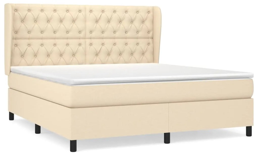 vidaXL Κρεβάτι Boxspring με Στρώμα Κρεμ 160x200 εκ. Υφασμάτινο