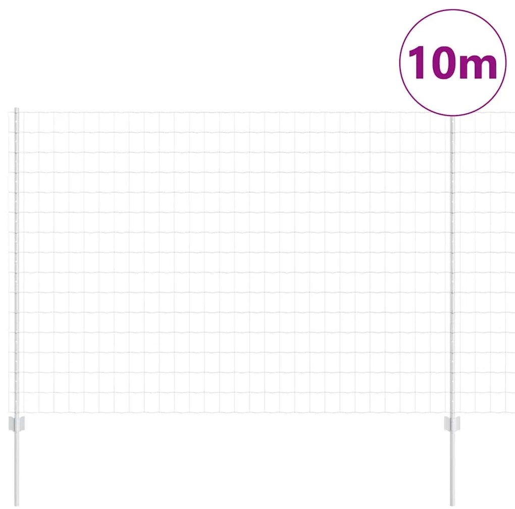 vidaXL Φράχτης με Στήλες. Ασημί 1.5 x 10 m Ατσάλι