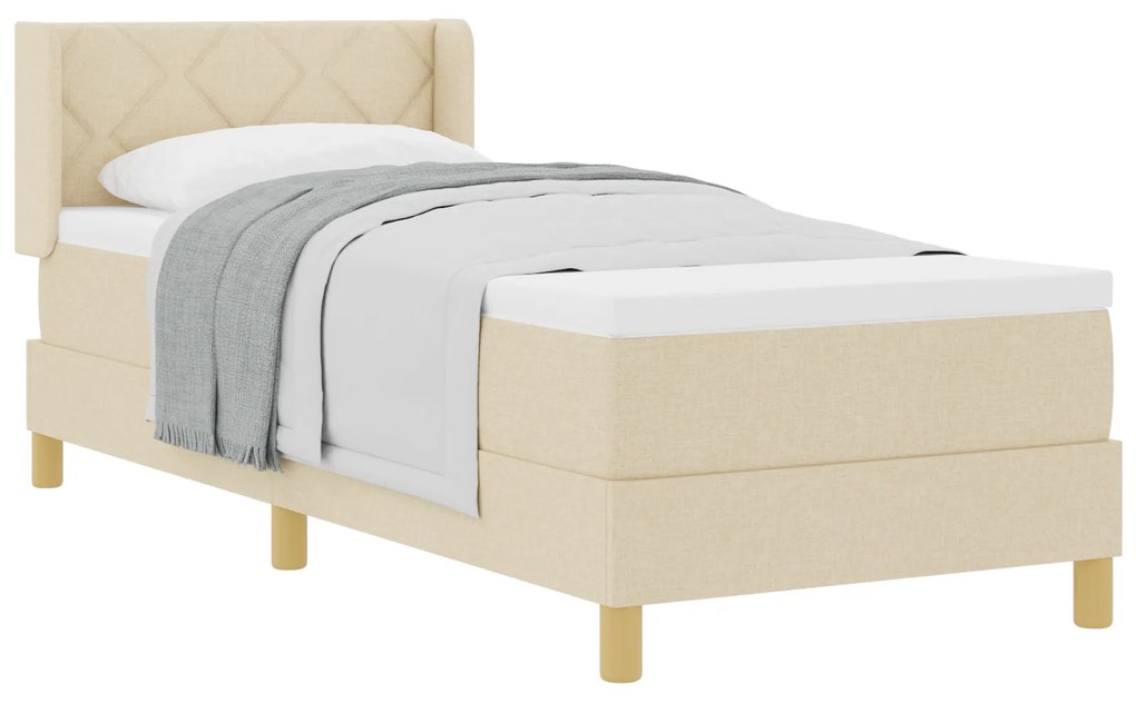 vidaXL Κρεβάτι Box Spring με Στρώμα, Κρεμ, 80 x 200 cm Ύφασμα