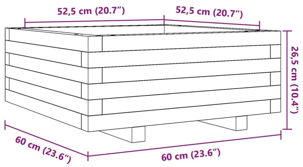 Ζαρντινιέρα Κήπου 60x60x26,5 εκ. από Μασίφ Ξύλο Ψευδοτσούγκας - Καφέ