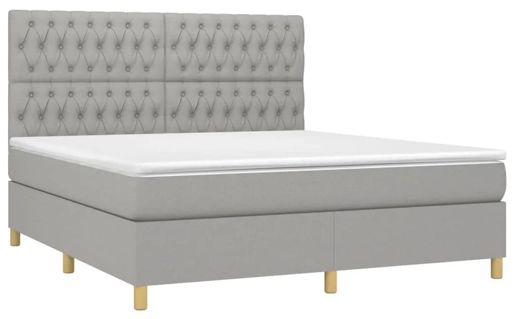 vidaXL Κρεβάτι Boxspring με Στρώμα Ανοιχτό Γκρι 180x200 εκ. Υφασμάτινο